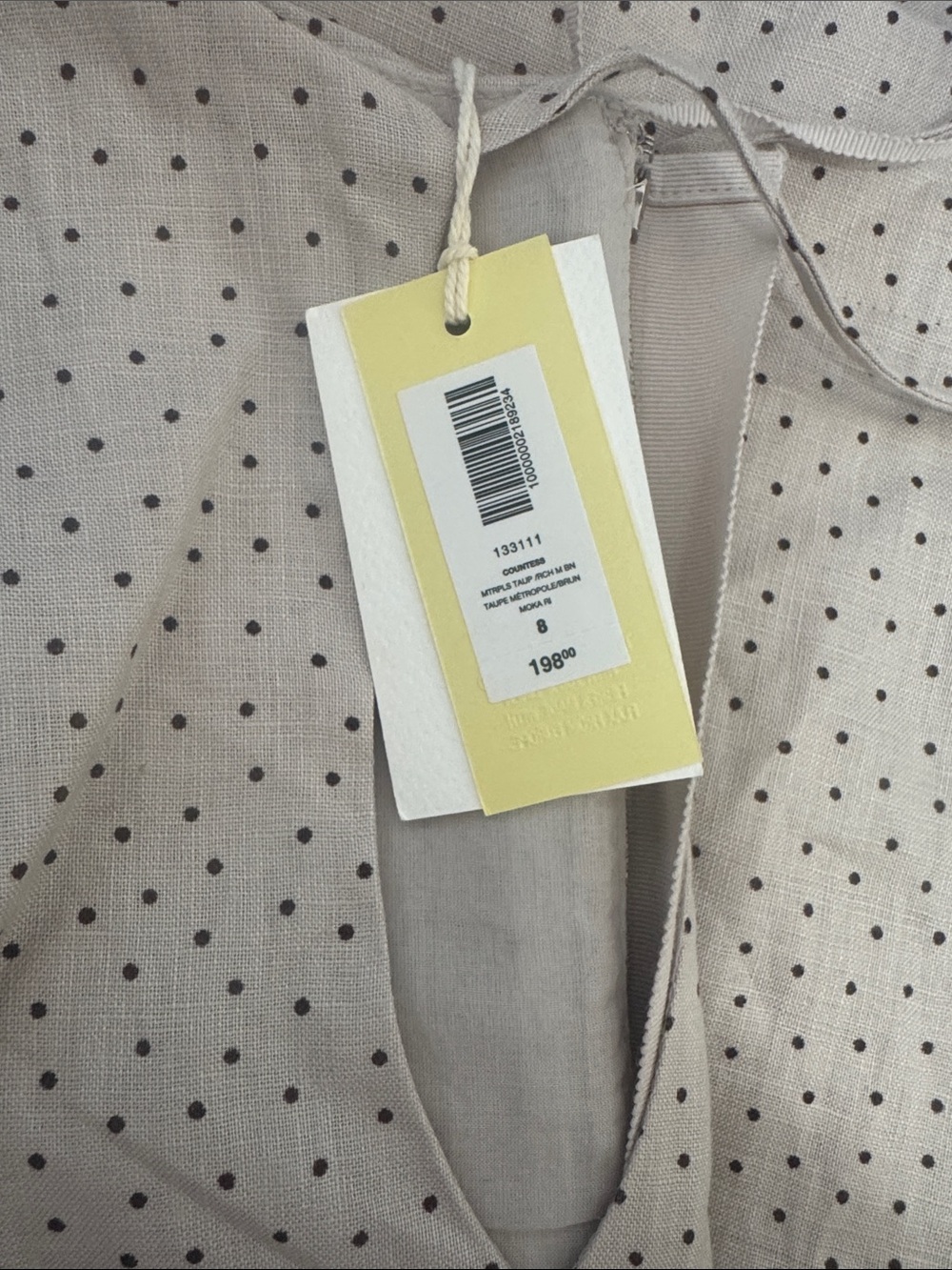 Aritzia Sleeveless Keyhole Midi Dress in Light Beige Dot - Picture 7 of 8